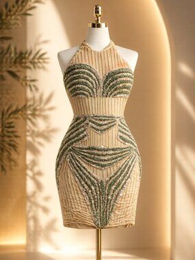 Short shiny dress with stones